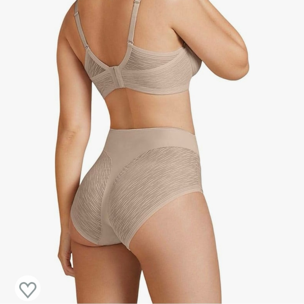 Leonisa Tummy Control High Waisted Sheer Lace Shapewear Panry Beige Size XL - Picture 3 of 5